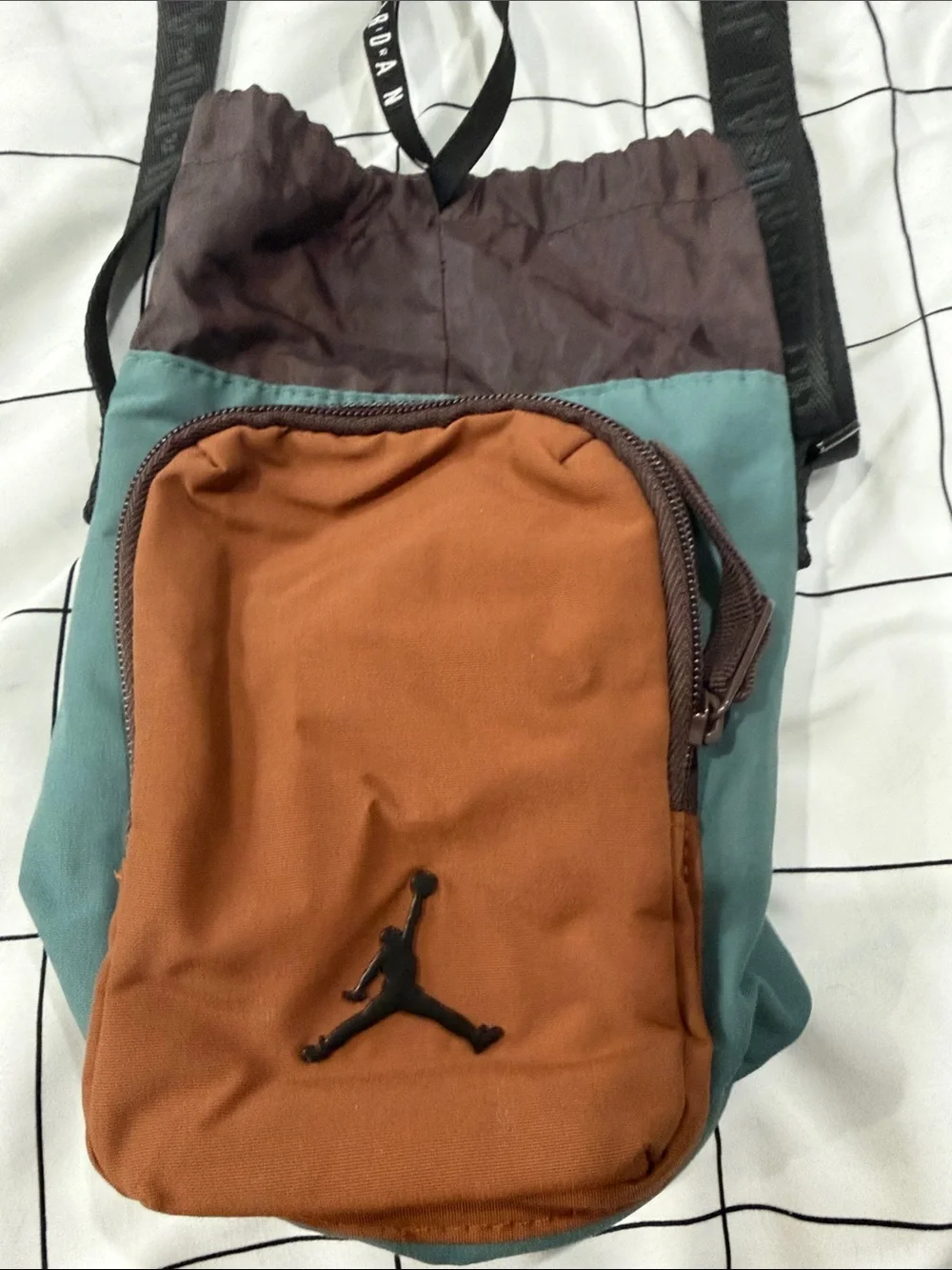 Jordan Small Crossbody Bag in Brown, Teal and Black